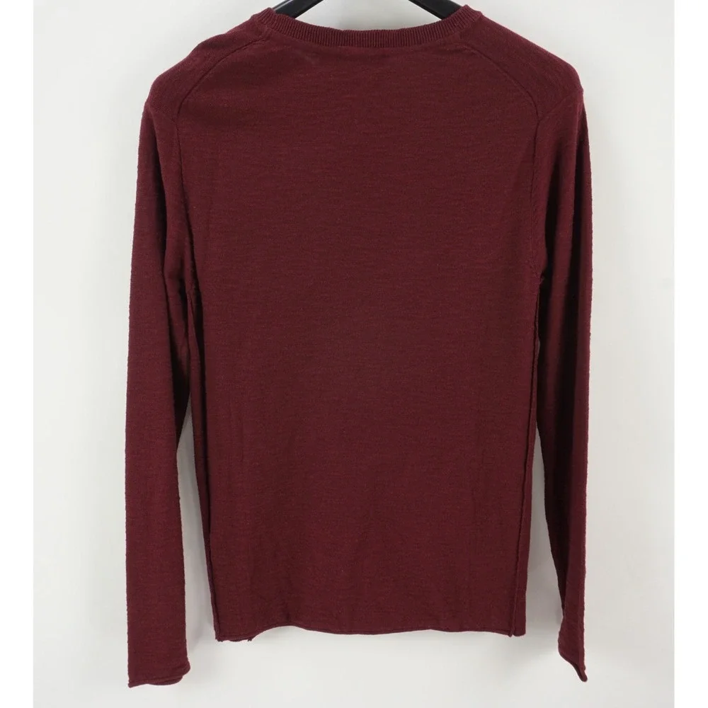 New Josh James Men's Medium‎ Maroon Slub Knit Cotton Heather Crew Jumper Sweater